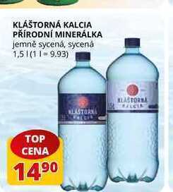 Flop Kláštorná kalcia přírodní minerálka jemně sycená, sycená 1,5l nabídka