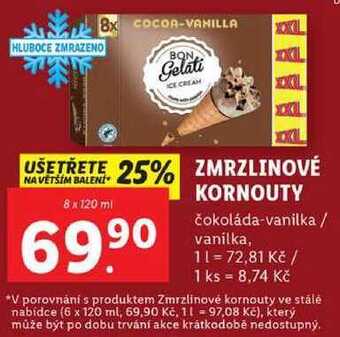 Lidl Zmrzlinové kornouty, 8x 120 ml nabídka