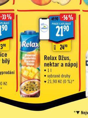 Albert Relax džus, nektar a nápoj nabídka