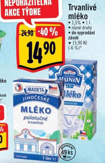 Albert Trvanlivé mléko nabídka