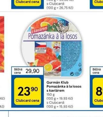 Tesco Gurmán klub pomazánka á la losos s kaviárem nabídka