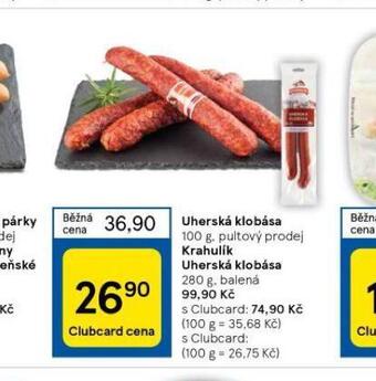 Tesco Uherská klobása nabídka