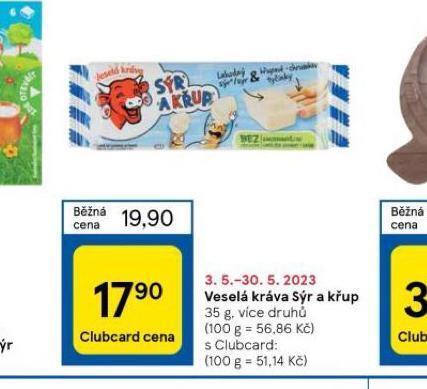 Tesco Veselá kráva sýr a křup nabídka