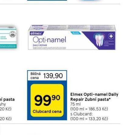 Tesco Elmex opti-namel daily repair zubní pasta nabídka