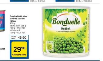 Tesco Bonduelle hrášek v mírně slaném nálevu nabídka