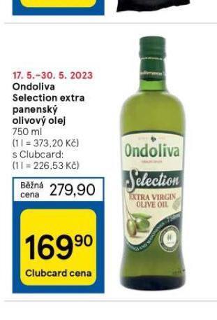 Tesco Ondoliva selection extra panenský olivový olej nabídka
