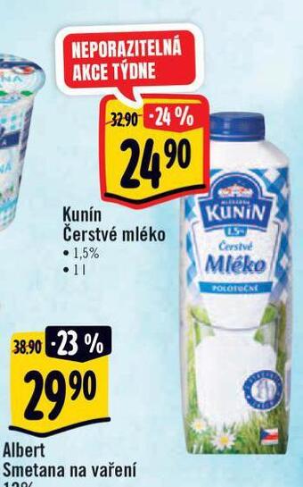 Albert Kunín čerstvé mléko nabídka