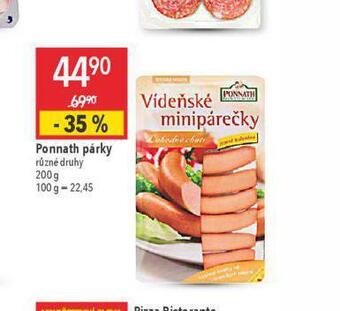Globus Ponnath párky nabídka