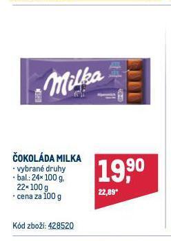Makro Čokoláda milka nabídka