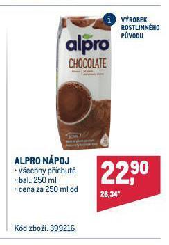 Makro Alpro nápoj nabídka