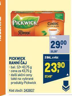 Makro Pickwick čaj nabídka
