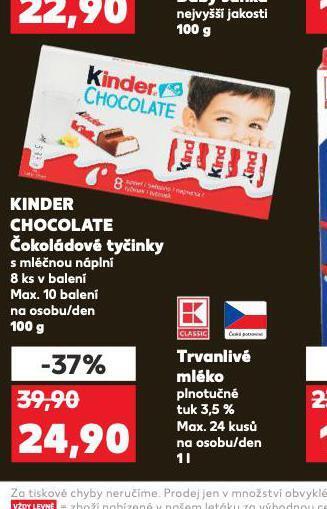 Kaufland Kinder čokoláda nabídka