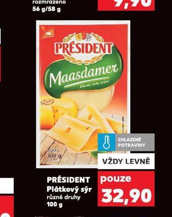 Kaufland Président plátkový sýr nabídka