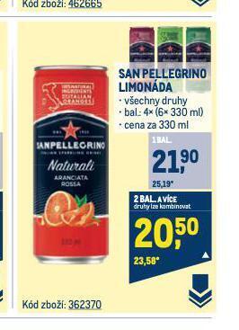 Makro San pellegrino limonáda nabídka