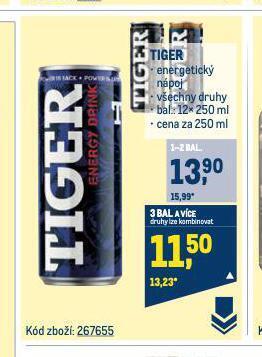 Makro Tiger energy drink nabídka