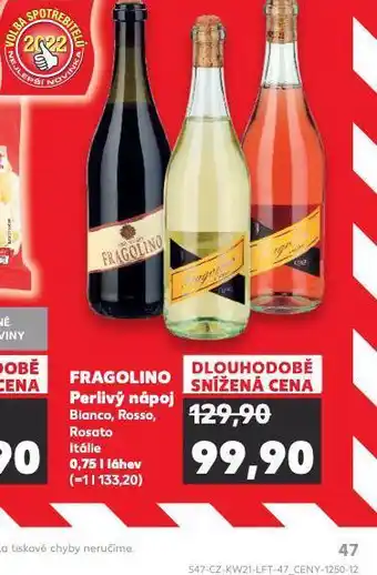 Kaufland Fragolino perlivý nápoj nabídka