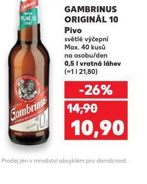 Kaufland Pivo gambrinus originál nabídka