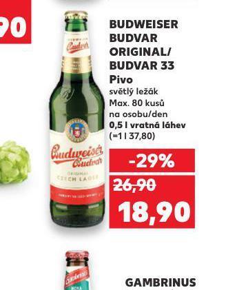 Kaufland Pivo budweiser budvar original nabídka