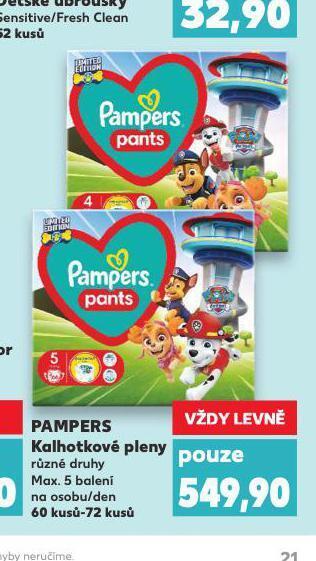 Kaufland Pampers dětské plenky nabídka