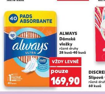 Kaufland Always dámské vložky nabídka