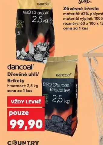 Kaufland Dřevěné uhlí / brikety nabídka