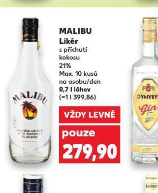 Kaufland Malibu likér nabídka