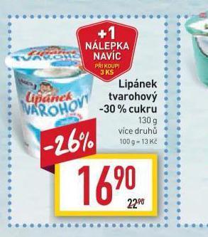 Billa Lipánek tvarohový -30% cukru nabídka