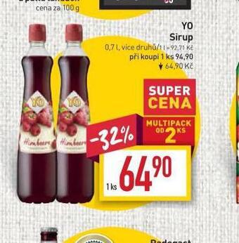 Billa Yo sirup nabídka