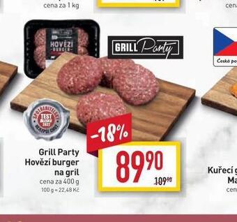 Billa Grill party hovězí burger na gril nabídka