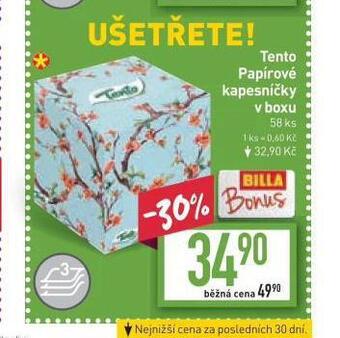 Billa Tento papírové kapesníčky nabídka