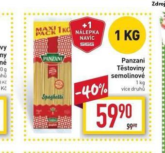 Billa Panzani těstoviny semolinové nabídka