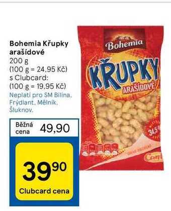 Tesco Bohemia křupky arašídové 200 g nabídka