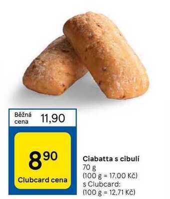 Tesco Ciabatta s cibulí 70 g nabídka