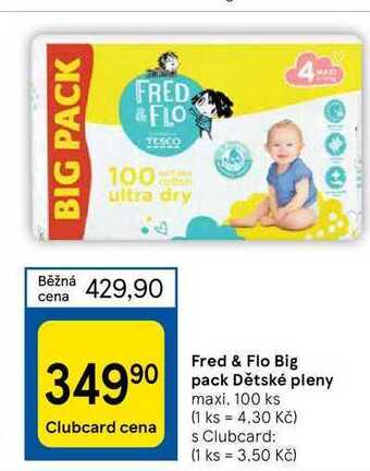 Tesco Fred & flo big pack dětské pleny maxi, 100 ks nabídka