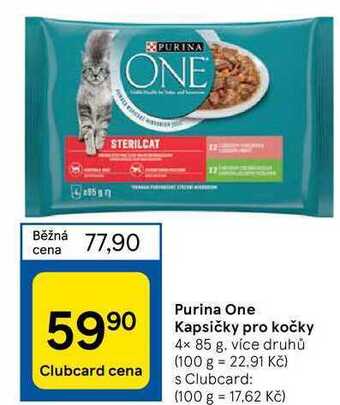 Tesco Purina one kapsičky pro kočky 4 x 85 g nabídka