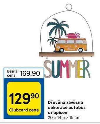 Tesco Dřevěná závěsná dekorace autobus s nápisem 20 x 14.5 x 15 cm nabídka