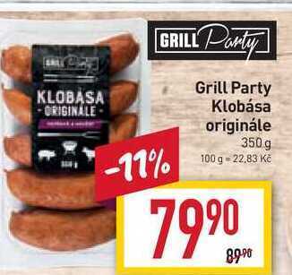 Billa Grill party klobása originále 350 g nabídka