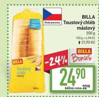 Billa Billa toustový chléb máslový 500 g nabídka