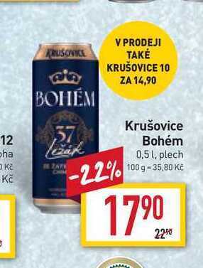 Billa Krušovice bohém 0,5 l, plech nabídka