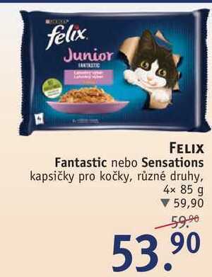 Rossmann Felix fantastic nebo sensations kapsičky pro kočky, 4x 85 g nabídka