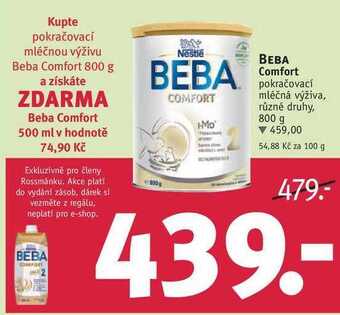 Rossmann Beba comfort pokračovací mléčná výživa, 800 g nabídka
