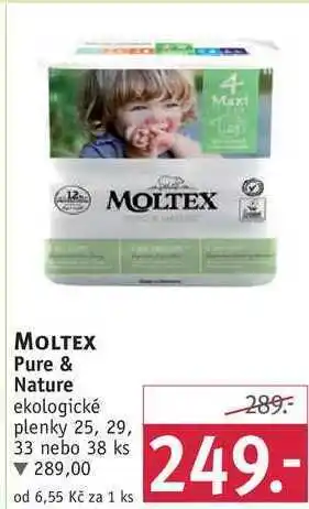 Rossmann Moltex pure & nature 4 maxi ekologické plenky, 25, 29, 33 nebo 38 ks nabídka