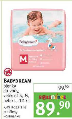 Rossmann Babydream plenky do vody, velikost s, m, nebo l, 12 ks nabídka