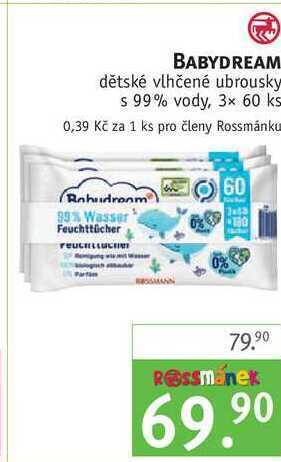 Rossmann Babydream dětské vlhčené ubrousky, 3x 60 ks nabídka