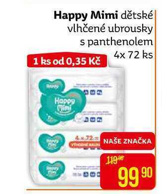 Teta Happy mimi dětské vlhčené ubrousky s panthenolem 4x 72 ks nabídka