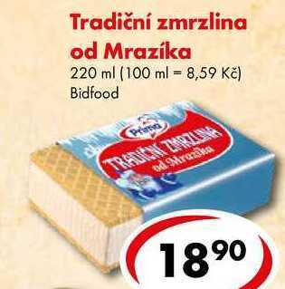CBA Tradiční zmrzlina od mrazíka, 220 ml nabídka