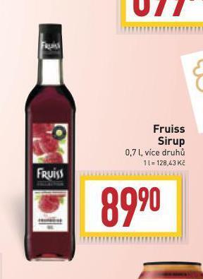 Billa Fruiss sirup nabídka