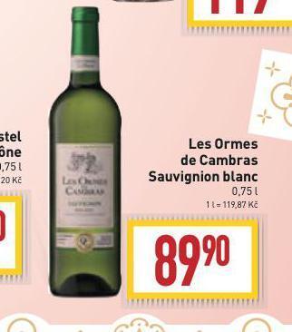 Billa Les ormes de cambras sauvignion blanc nabídka