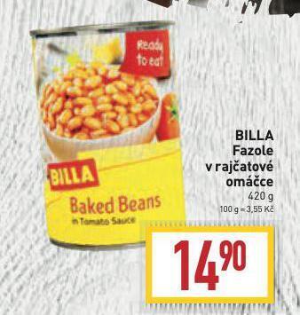 Billa Fazole v rajčatové omáčce nabídka