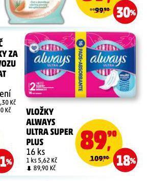 Penny Market Always dámské vložky nabídka